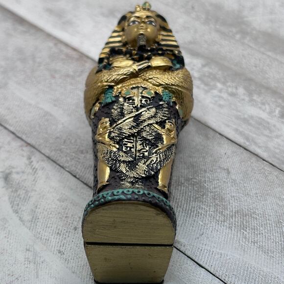 Egyptian Sarcophagus King Tut Coffin Trinket Box - Gold Pharaoh Statue Decor - Picture 6 of 8